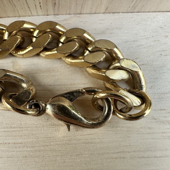 Chunky Gold Tone Cuban Curb Chain Necklace Chinky Mob Wife Jewelry Vintage 31” - Picture 6 of 6